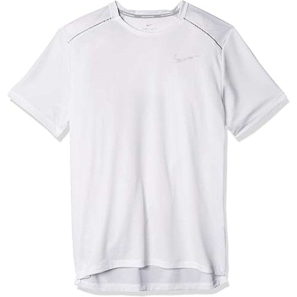 NWT Nike Men’s Dri-Fit Miler Running Top White/Reflective Silver Size Large